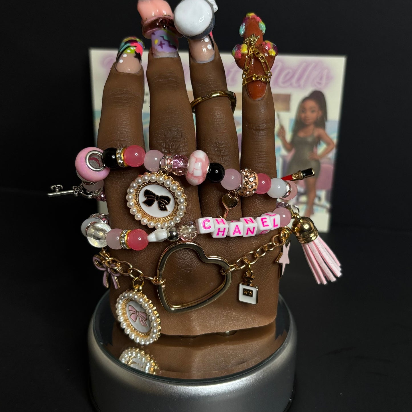 Pink Chanel boutique bracelet set